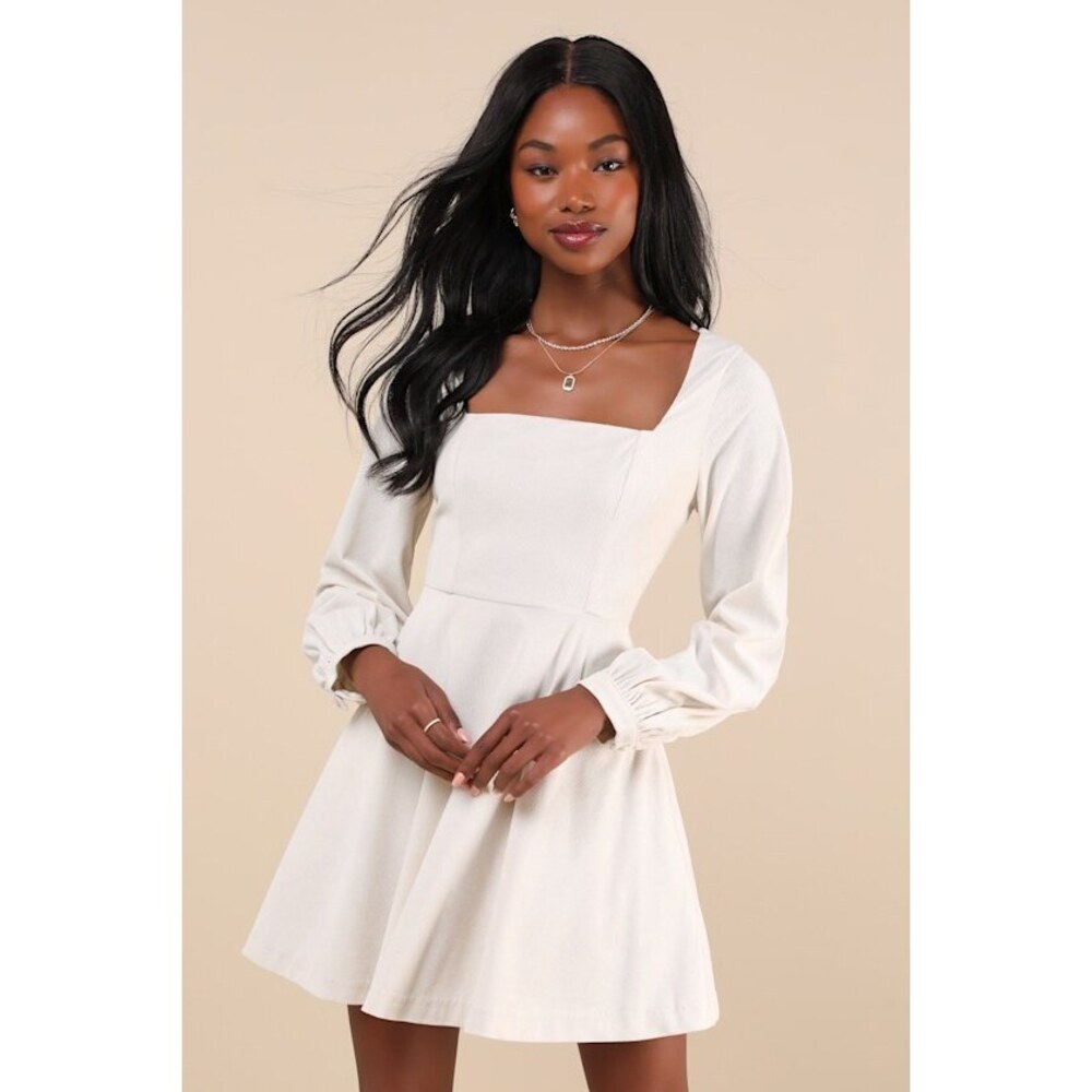 Lulus Daily Affection Beige Corduroy Mini Dress With Pockets - Size XL
